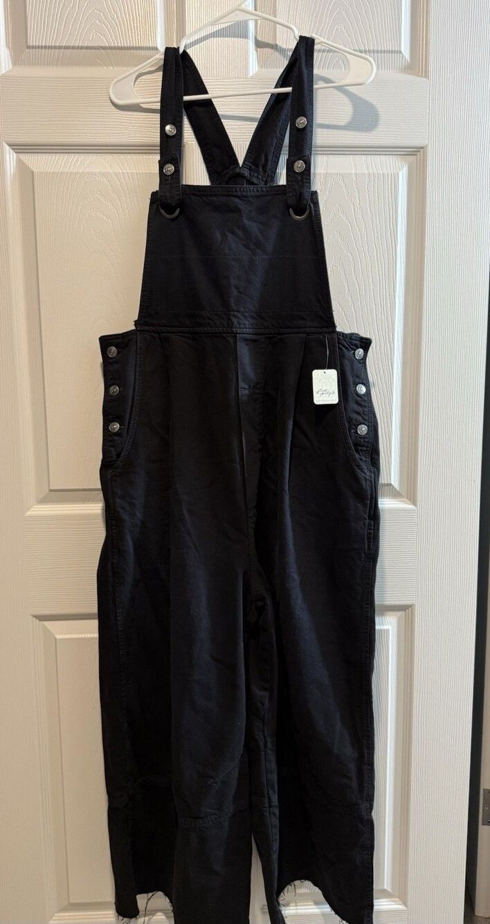 Free People We The Free Black Denim Overall One-Piece XL